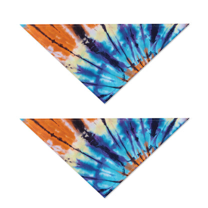 Blue And Orange Tie Dye Print Dog Bandana