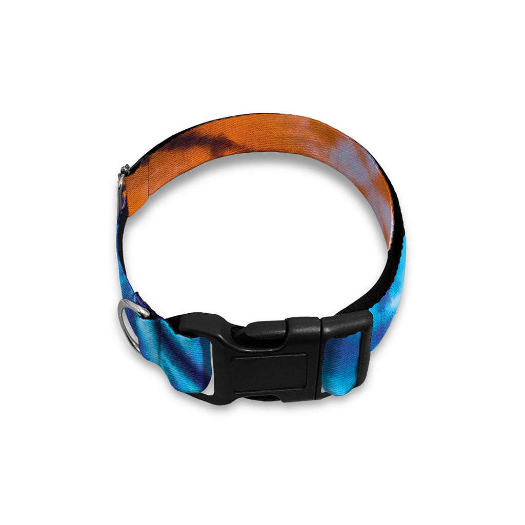 Blue And Orange Tie Dye Print Dog Collar