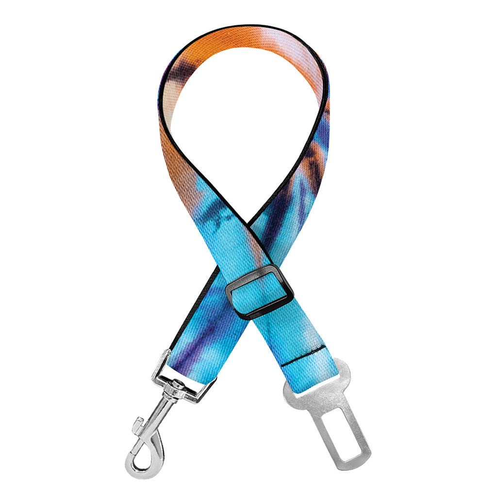 Blue And Orange Tie Dye Print Dog Seat Belt