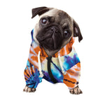 Blue And Orange Tie Dye Print Dog Zip Up Hoodie