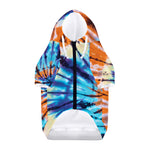 Blue And Orange Tie Dye Print Dog Zip Up Hoodie