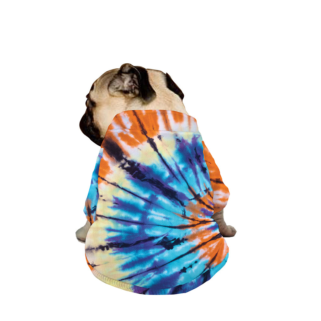 Blue And Orange Tie Dye Print Dog Zip Up Jacket