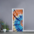 Blue And Orange Tie Dye Print Door Sticker