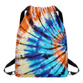 Blue And Orange Tie Dye Print Drawstring Backpack