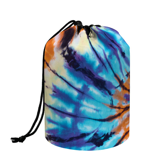 Blue And Orange Tie Dye Print Drawstring Makeup Bag