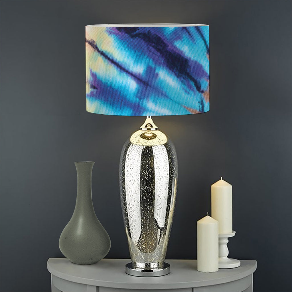 Blue And Orange Tie Dye Print Drum Lamp Shade