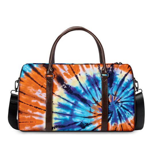 Blue And Orange Tie Dye Print Duffle Bag