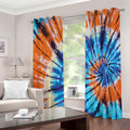 Blue And Orange Tie Dye Print Extra Wide Grommet Curtains