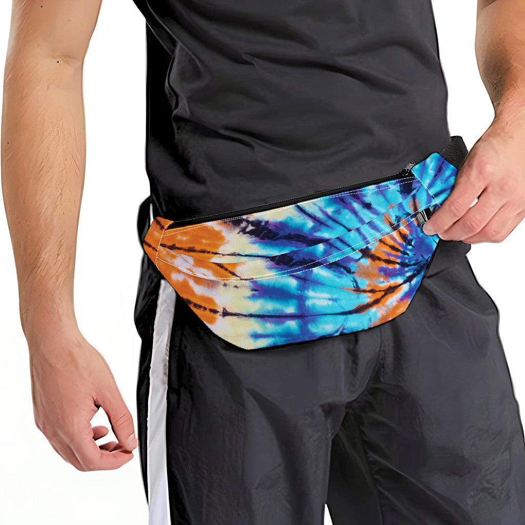 Blue And Orange Tie Dye Print Fanny Pack