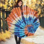Blue And Orange Tie Dye Print Foldable Umbrella