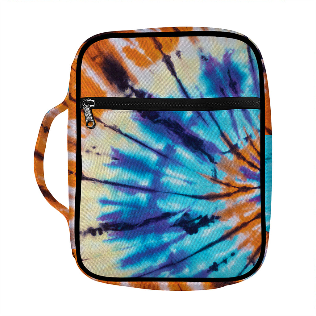 Blue And Orange Tie Dye Print Front Pocket Bible Bag