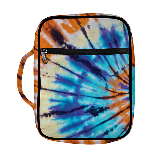 Blue And Orange Tie Dye Print Front Pocket Bible Bag
