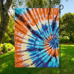 Blue And Orange Tie Dye Print Garden Flag