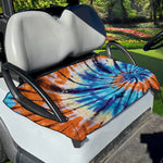 Blue And Orange Tie Dye Print Golf Cart Seat Cover