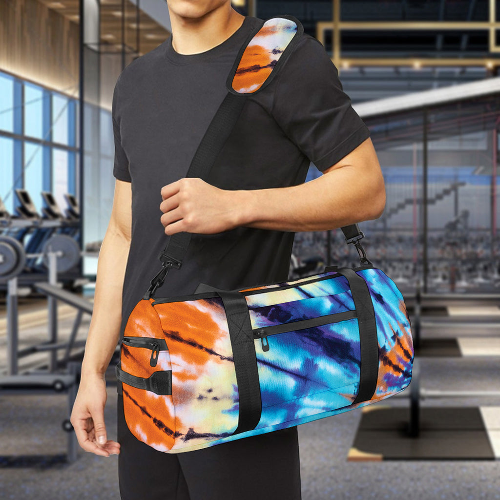 Blue And Orange Tie Dye Print Gym Bag