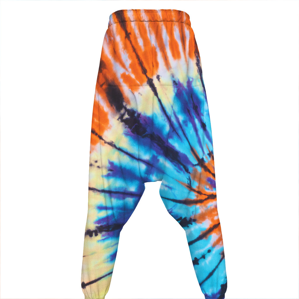 Blue And Orange Tie Dye Print Hammer Pants