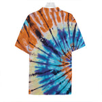 Blue And Orange Tie Dye Print Hawaiian Shirt