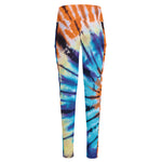 Blue And Orange Tie Dye Print High-Waisted Pocket Leggings