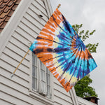 Blue And Orange Tie Dye Print House Flag
