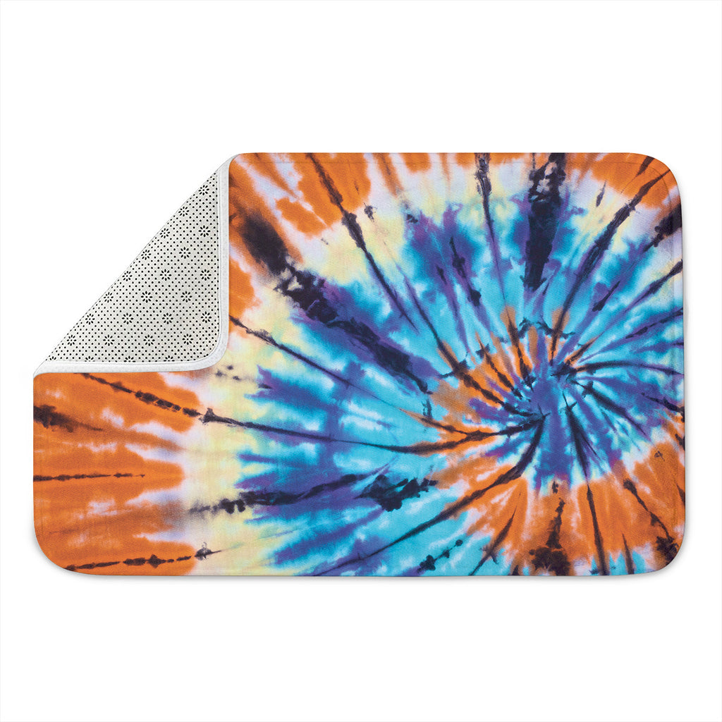 Blue And Orange Tie Dye Print Indoor Door Mat