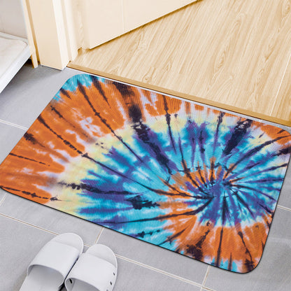 Blue And Orange Tie Dye Print Indoor Door Mat