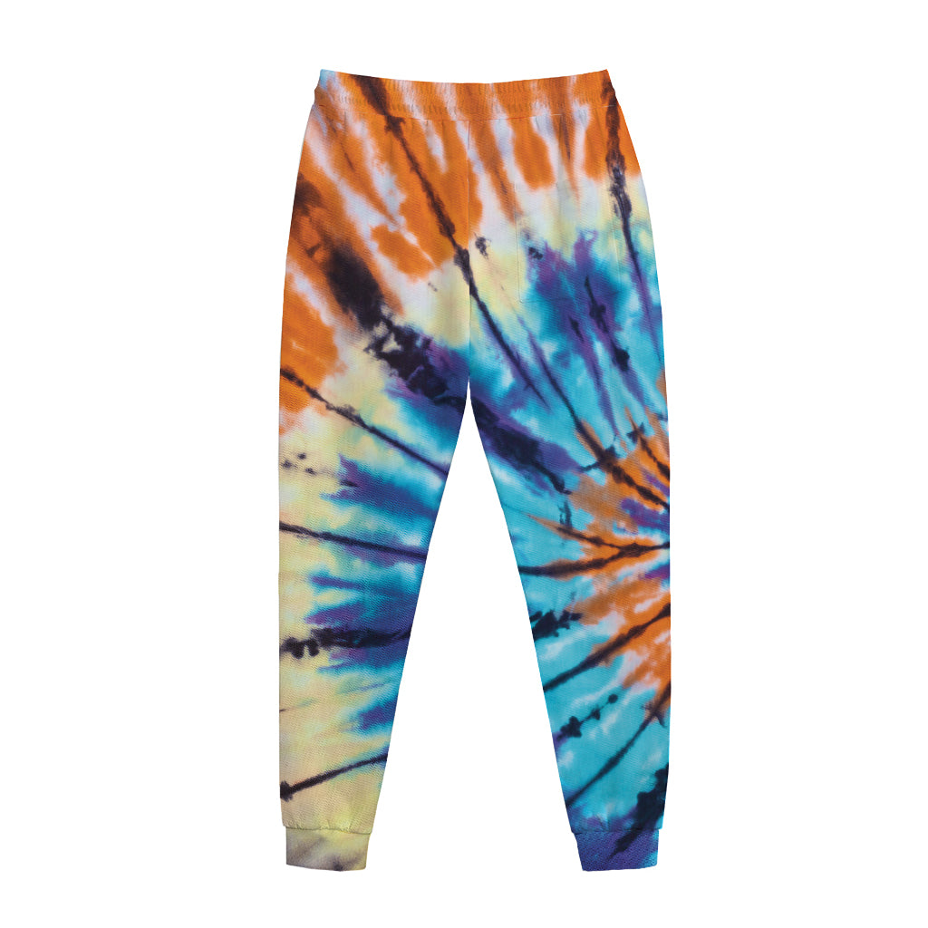 Blue And Orange Tie Dye Print Jogger Pants