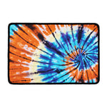 Blue And Orange Tie Dye Print Kitchen Mat