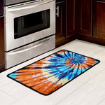 Blue And Orange Tie Dye Print Kitchen Mat