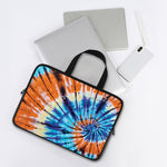 Blue And Orange Tie Dye Print Laptop Sleeve With Handle