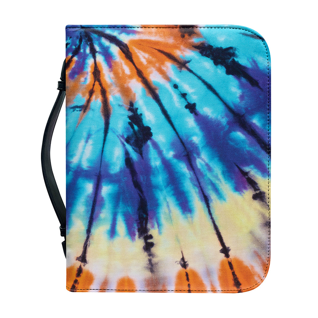 Blue And Orange Tie Dye Print Leather Bible Cover