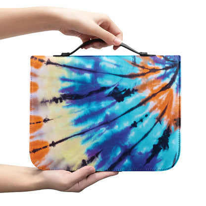 Blue And Orange Tie Dye Print Leather Bible Cover
