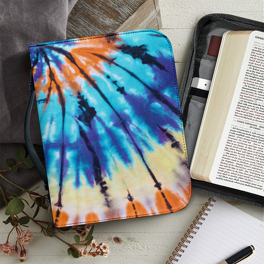 Blue And Orange Tie Dye Print Leather Bible Cover