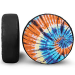 Blue And Orange Tie Dye Print Leather Spare Tire Cover