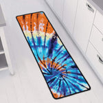 Blue And Orange Tie Dye Print Long Kitchen Mat