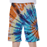 Blue And Orange Tie Dye Print Men's Beach Shorts