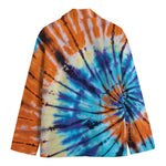 Blue And Orange Tie Dye Print Men's Blazer