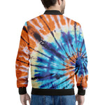 Blue And Orange Tie Dye Print Men's Bomber Jacket