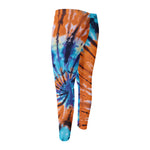 Blue And Orange Tie Dye Print Men's Compression Pants