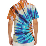 Blue And Orange Tie Dye Print Men's Deep V-Neck Shirt