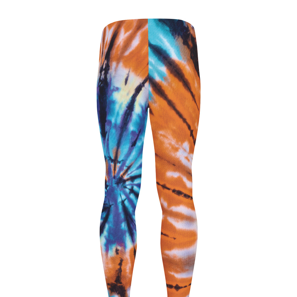 Blue And Orange Tie Dye Print Men's leggings