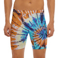 Blue And Orange Tie Dye Print Men's Long Boxer Briefs