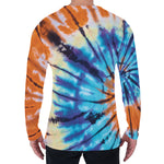 Blue And Orange Tie Dye Print Men's Long Sleeve T-Shirt
