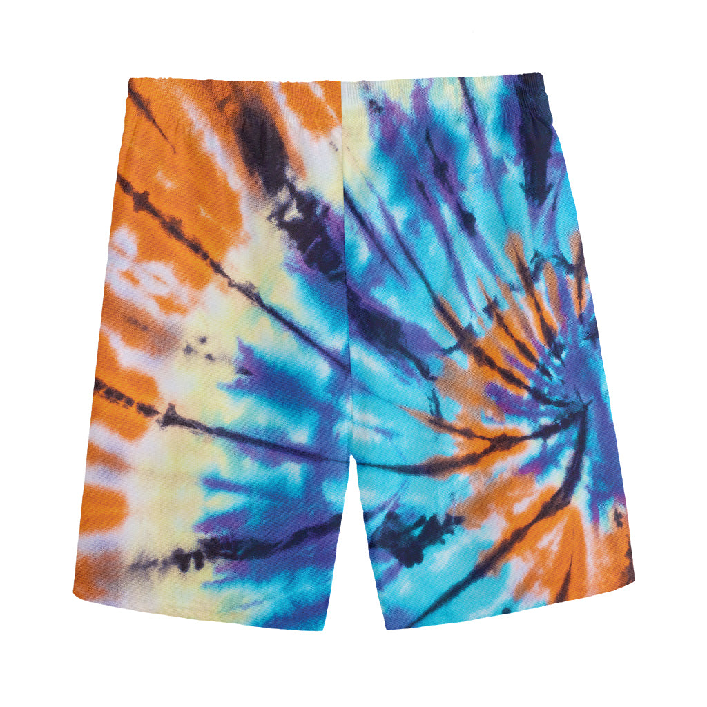Blue And Orange Tie Dye Print Men's Sports Shorts