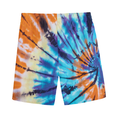Blue And Orange Tie Dye Print Men's Sports Shorts