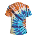 Blue And Orange Tie Dye Print Men's Sports T-Shirt