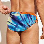 Blue And Orange Tie Dye Print Men's Swim Briefs
