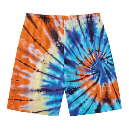 Blue And Orange Tie Dye Print Men's Swim Trunks