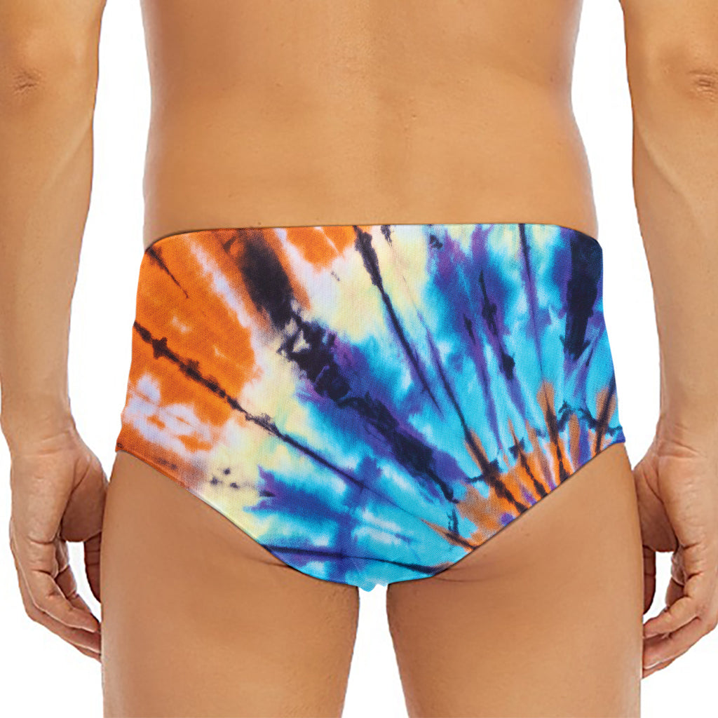 Blue And Orange Tie Dye Print Men's Triangle Swim Briefs