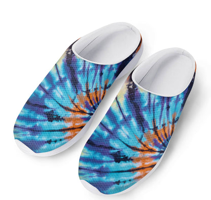 Blue And Orange Tie Dye Print Mesh Casual Shoes
