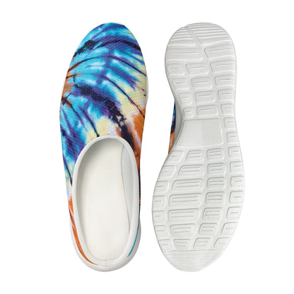 Blue And Orange Tie Dye Print Mesh Casual Shoes